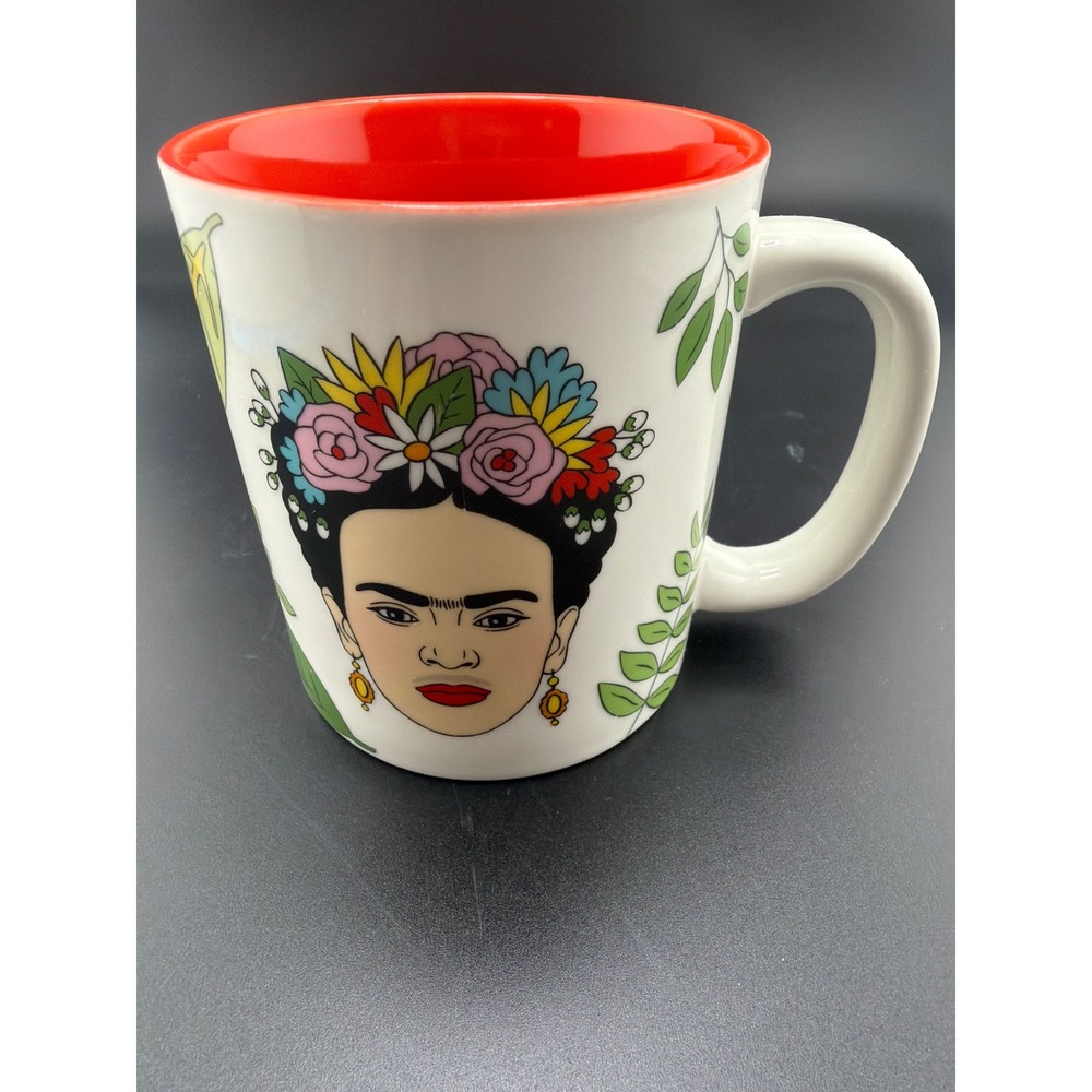 The Found Frida Kahlo Coffee Mug Red Interior Floral Portrait 12 Oz